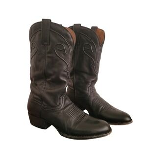 Dan Post Madboy Western Boots Mens Sz 9.5 Black Leather Cowboy Embroider DP80503